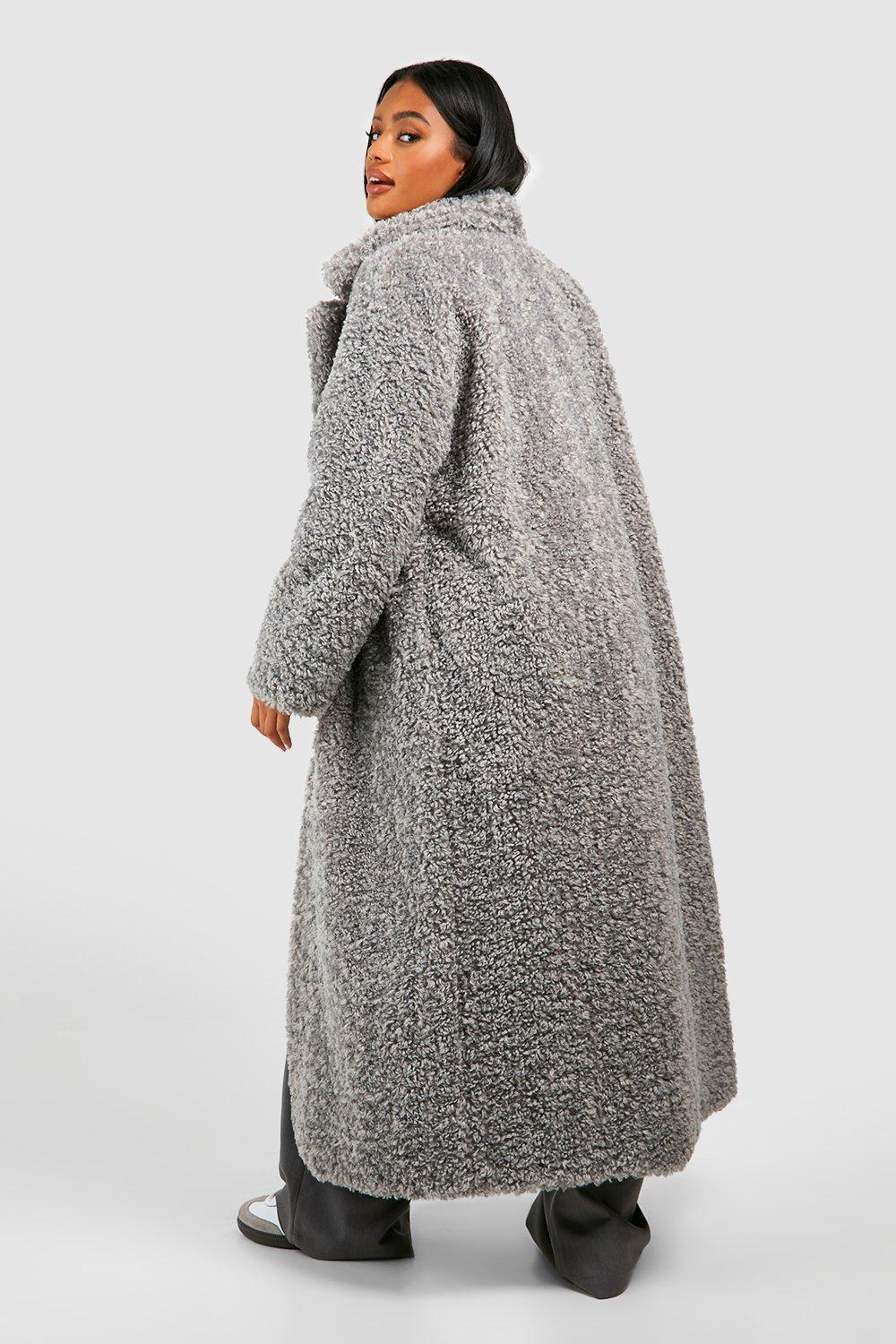 Boohoo grey fur outlet coat